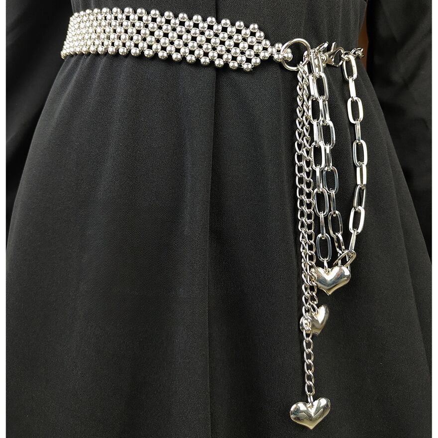 サブカル 服 地雷系 通販 ウエストベルト チェーンベルト Love メタルギア 大人きれいめ モード服 ドレスアップ