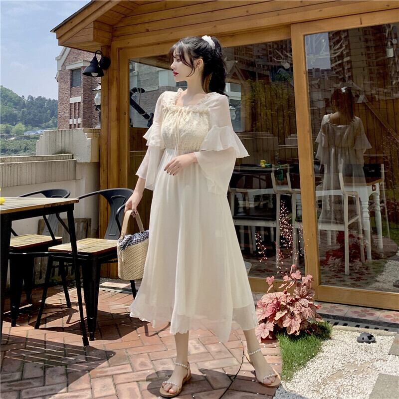 ロングスカート サマーレースドレス 大人ガーリー スウィート キュート カジュアル 夏物 萌量不足43282088323