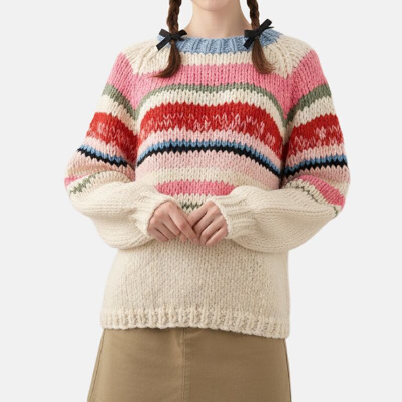 Pastel Border Raglan Sweater S0165