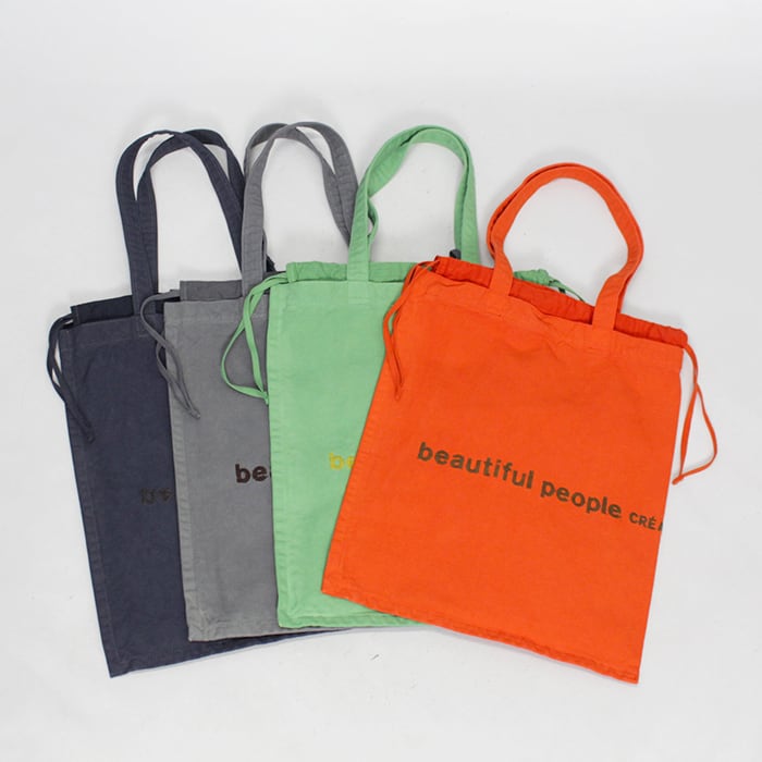 beautiful people ビューティフルピープル brushed logo gathering bag