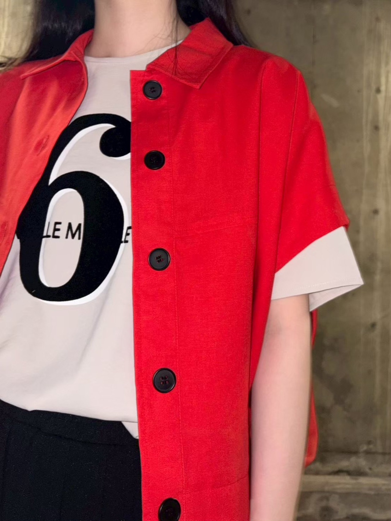 MME115BEB フロッキープリントTシャツ