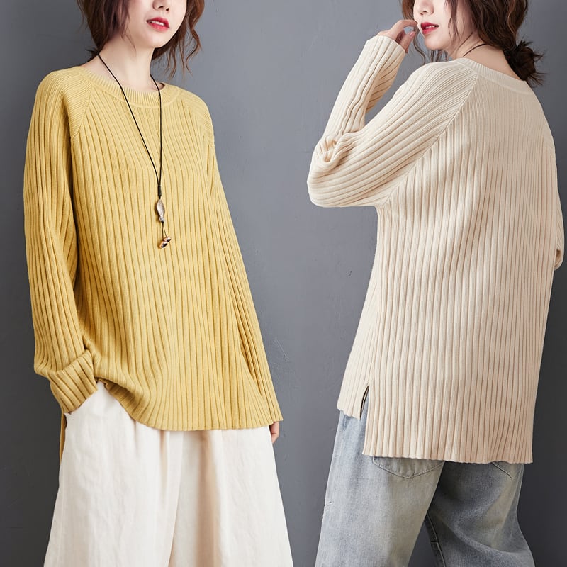 ラグランスリーブリブニット（4色）10256 | さらり＊ふわり