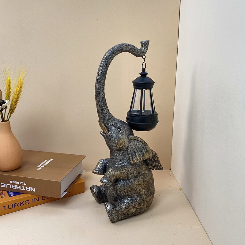 ガーデン ライト 象 モチーフ ソーラーライト 内蔵 アート おしゃれ かわいい 庭 インテリア ギフト オーナメント ブロンズ ライトグレー