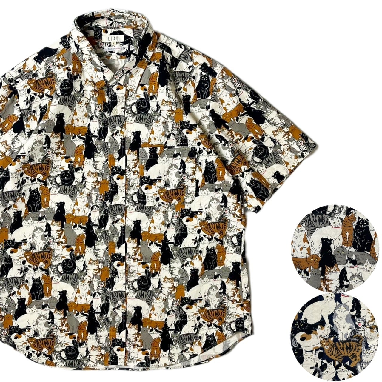 新品タグ付 CIAO TOKYO 猫 犬 図鑑 和柄半袖シャツ 2枚セット 綿 CIAO TOKYO チャオ・トーキョー | CIAO TOKYO［チャオトーキョー