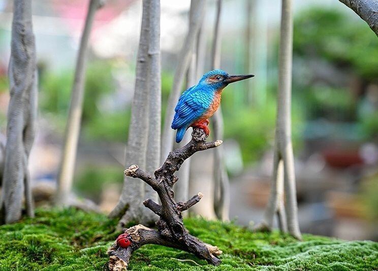 鳥の置物 青い鳥 カワセミと枝 カワセミ 水辺の鳥 ガーデニング 盆栽 飾り 鳥 鳥の置物 青い鳥 カワセミと枝 カワセミ 水辺の鳥 ガーデニング