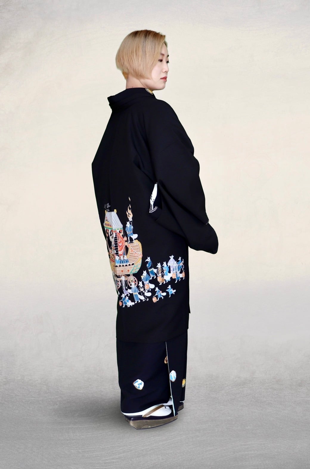 【受注・LLサイズ/男性】some-pri 袷羽織「祭礼」黒