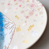 【飾り皿】青富士に桜 Ornamental plate for wall hanging