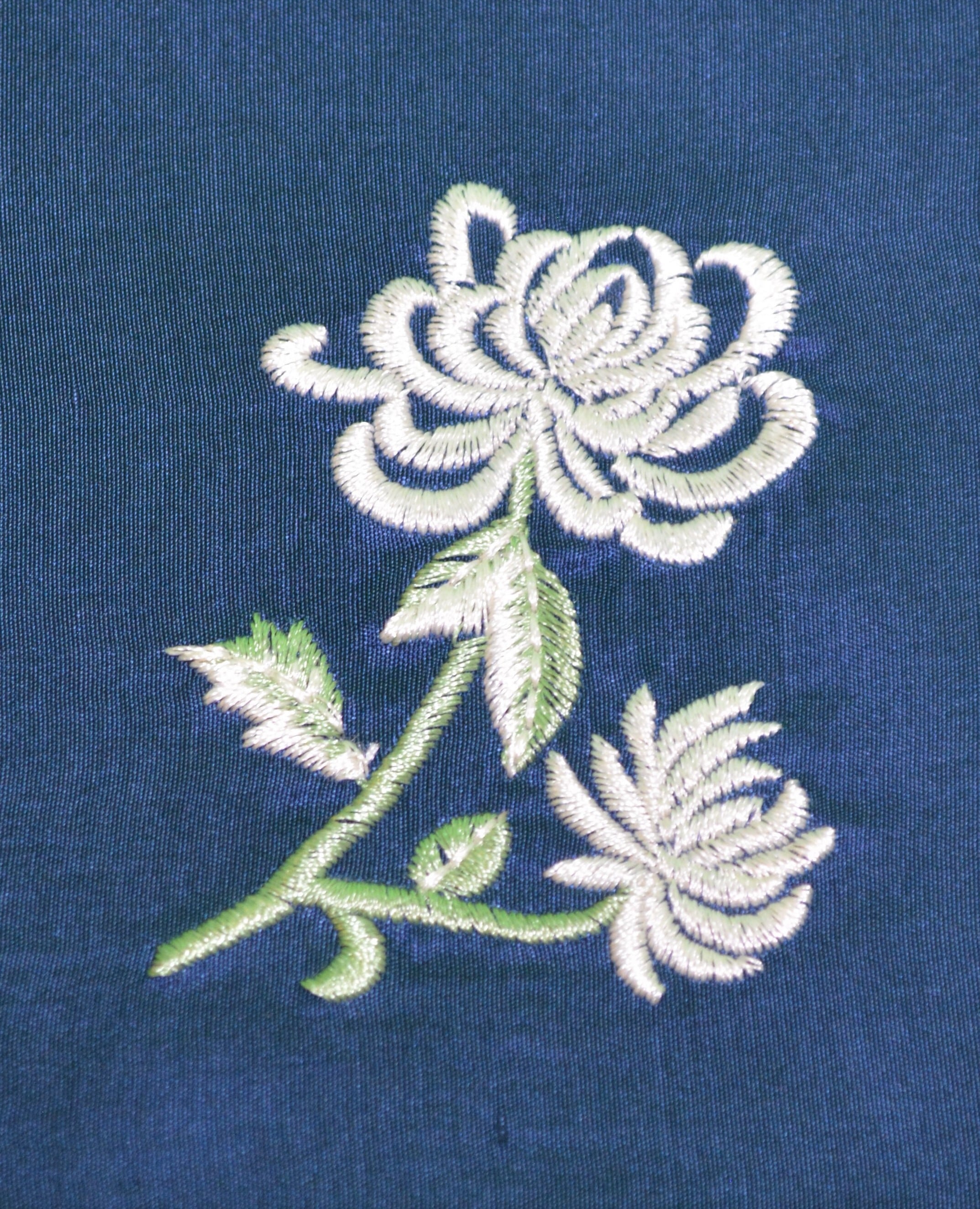 ふくさ【正絹】藍色／からし色／花柄／刺繍／日本製／袱紗／冠婚葬祭