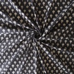ブロックプリント生地【50cm単位】インド綿  小花柄 黒×生成り #43110-BK1