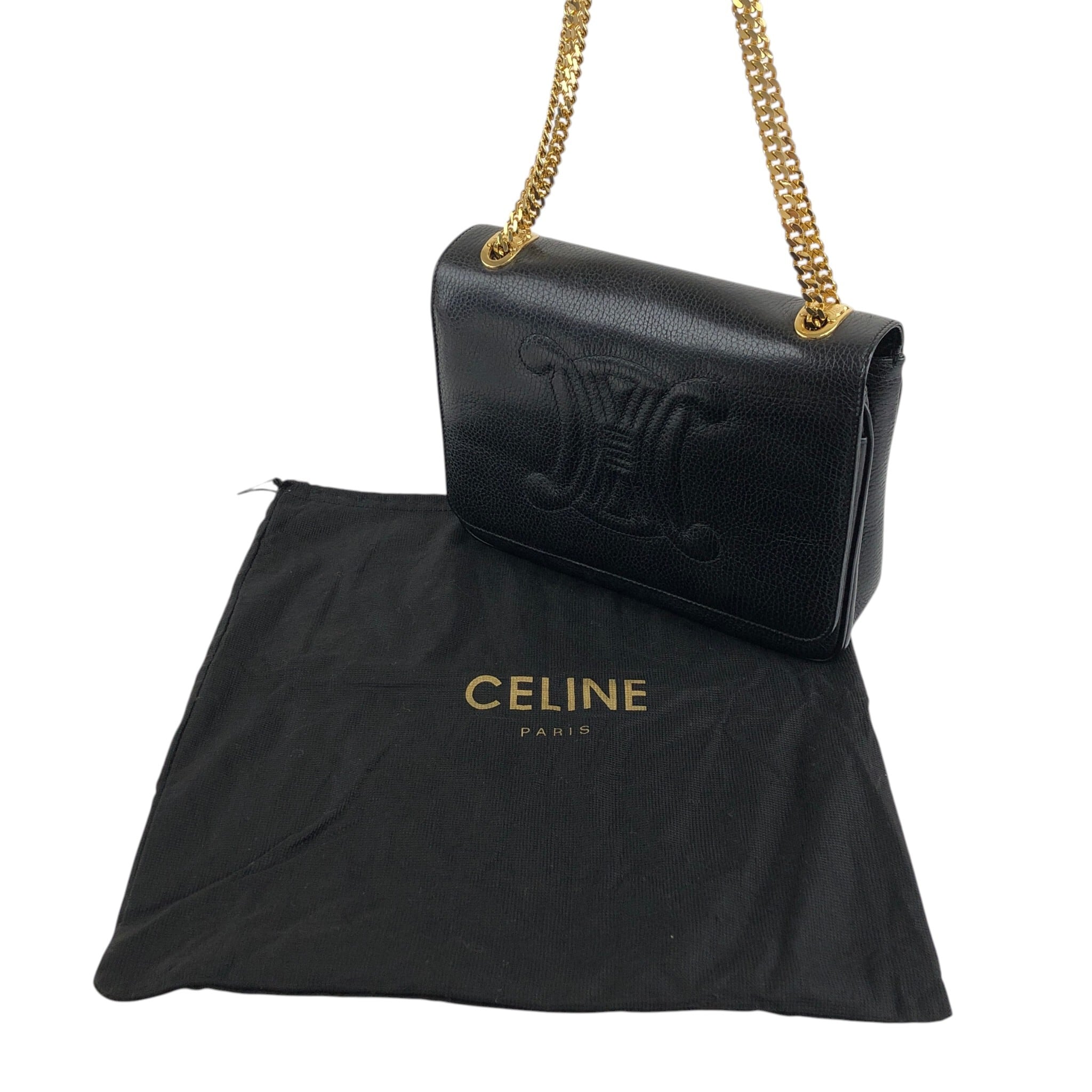CELINE セリーヌ ショルダーバッグ ブラック トリオンフ レザー