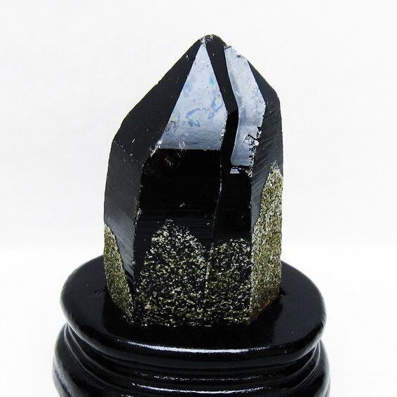 黒水晶 原石 モリオン 原石 山東省産 台座付属 一点物 181-4513