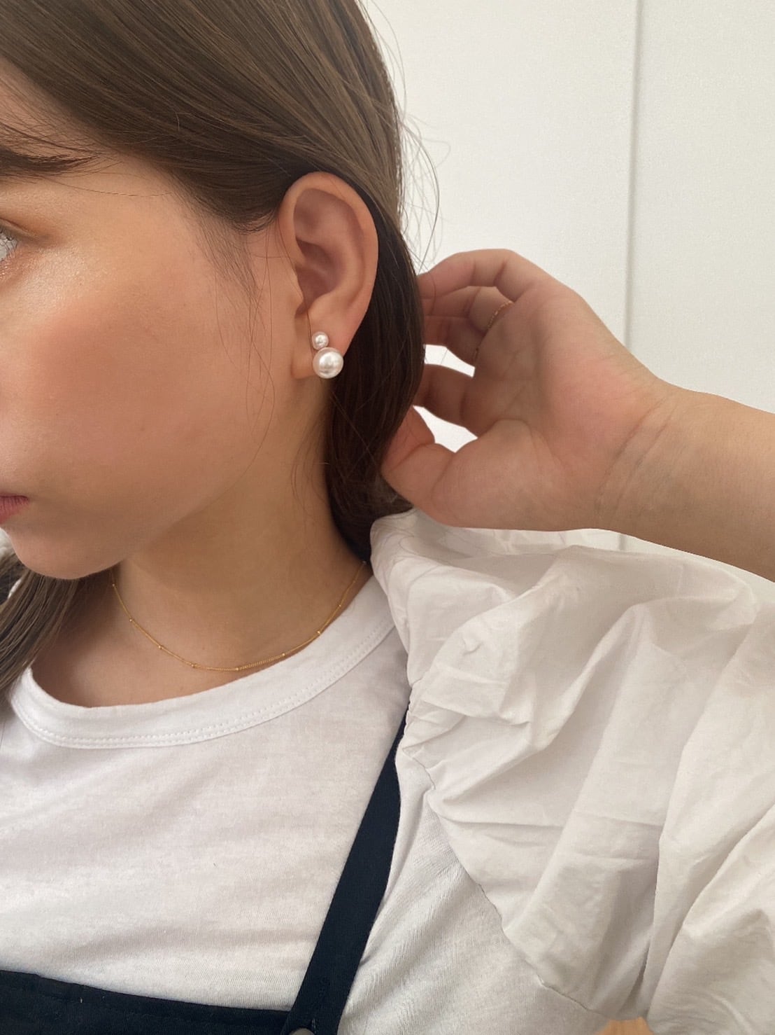 ダブルCパールイヤリング ciite' イヤリング ダブルパールキャッチ イヤリング (両耳用