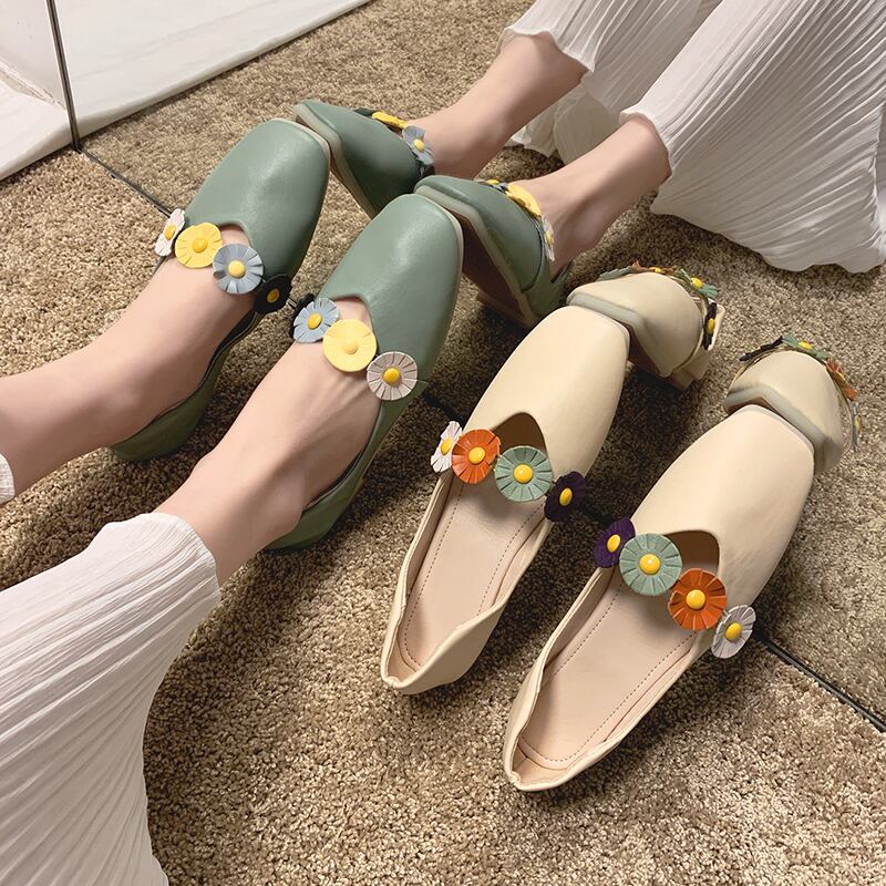 エンドウシューズレディース2020新しいシンプルで用途の広いシングルシューズソフトボトム可愛らしいフェアリーフラットボトムレイジーペダルおばあちゃんシューズ 部族の婦人靴1940546