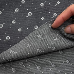 ★CT213◆オーダー50cm単位◆綿アクリル混弱毛羽立ちニット生地◆小花柄◆チャコール