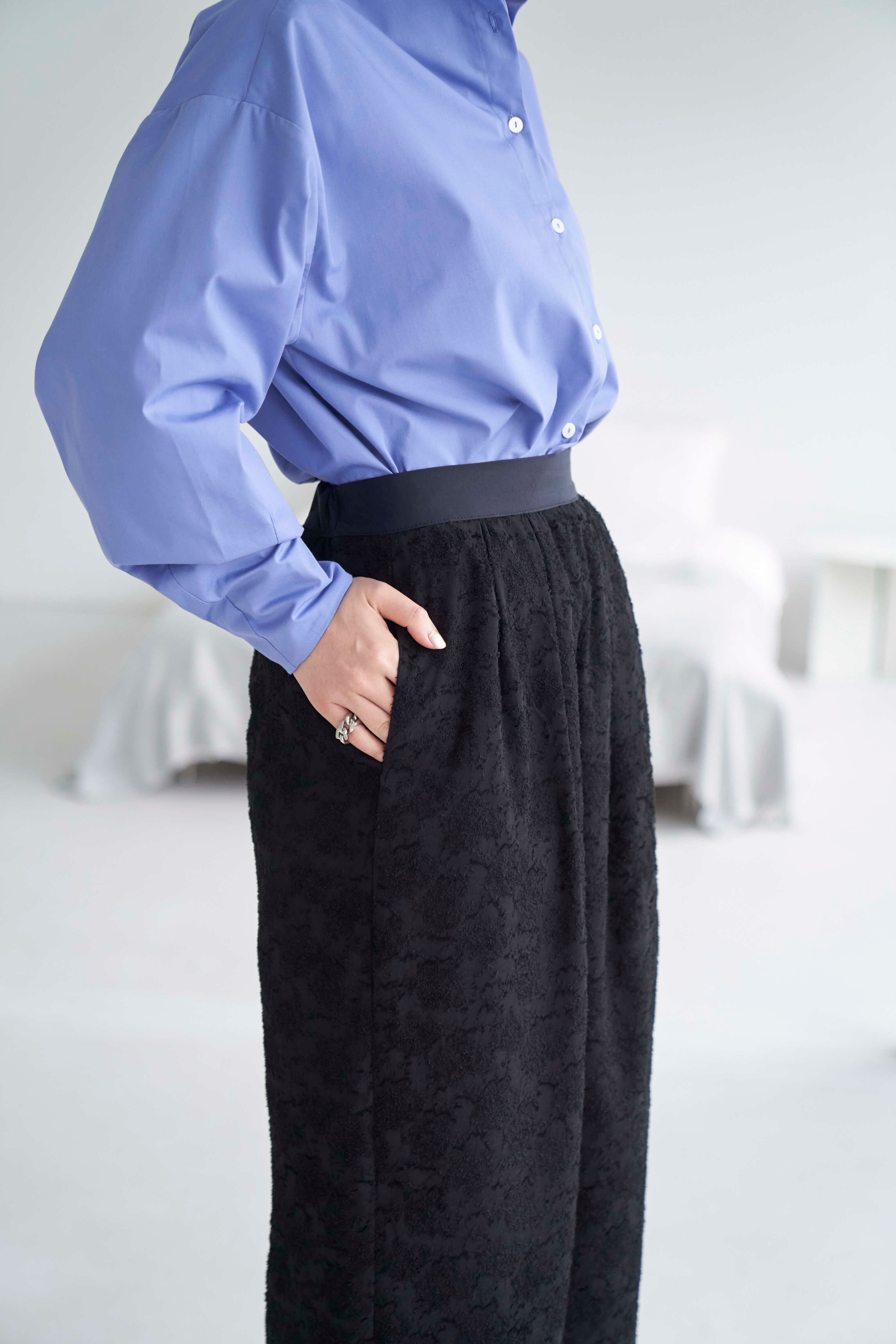 Rain Jacquard Skirt - BLACK | seven dot - ライフスタイルECサイト -