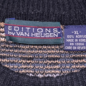 【EDITIONS by VAN HEUSEN】韓国製 柄ニット セーター ニット 総柄 柄物 XL ビッグサイズ アクリル ヴァンヒューゼン US古着