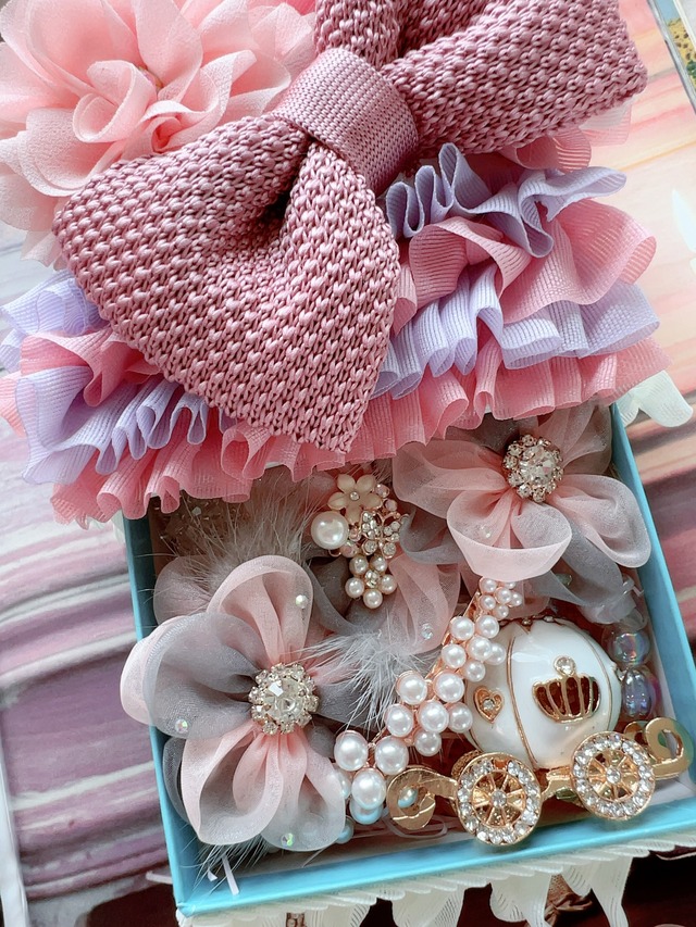 ＜one-off＞ビジューアクセテトリスBOX＜ファーフラワー＞