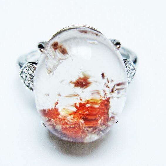 ガーデンクォーツ 指輪 ガーデン水晶 リング フリーサイズ 16号 一点物 メール便可 [M便 1/20] 115-6958