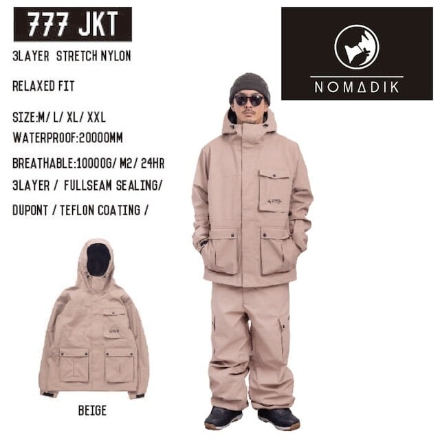 ウィンタースポーツ23-24 NOMADIKスノーボードウエア777 JKT BEIGE XXL