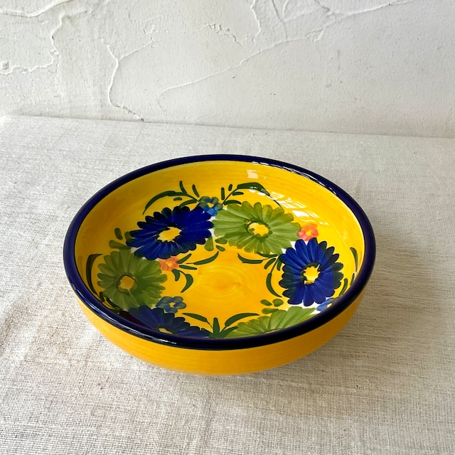 【スペイン陶器】丸深皿(青緑花)