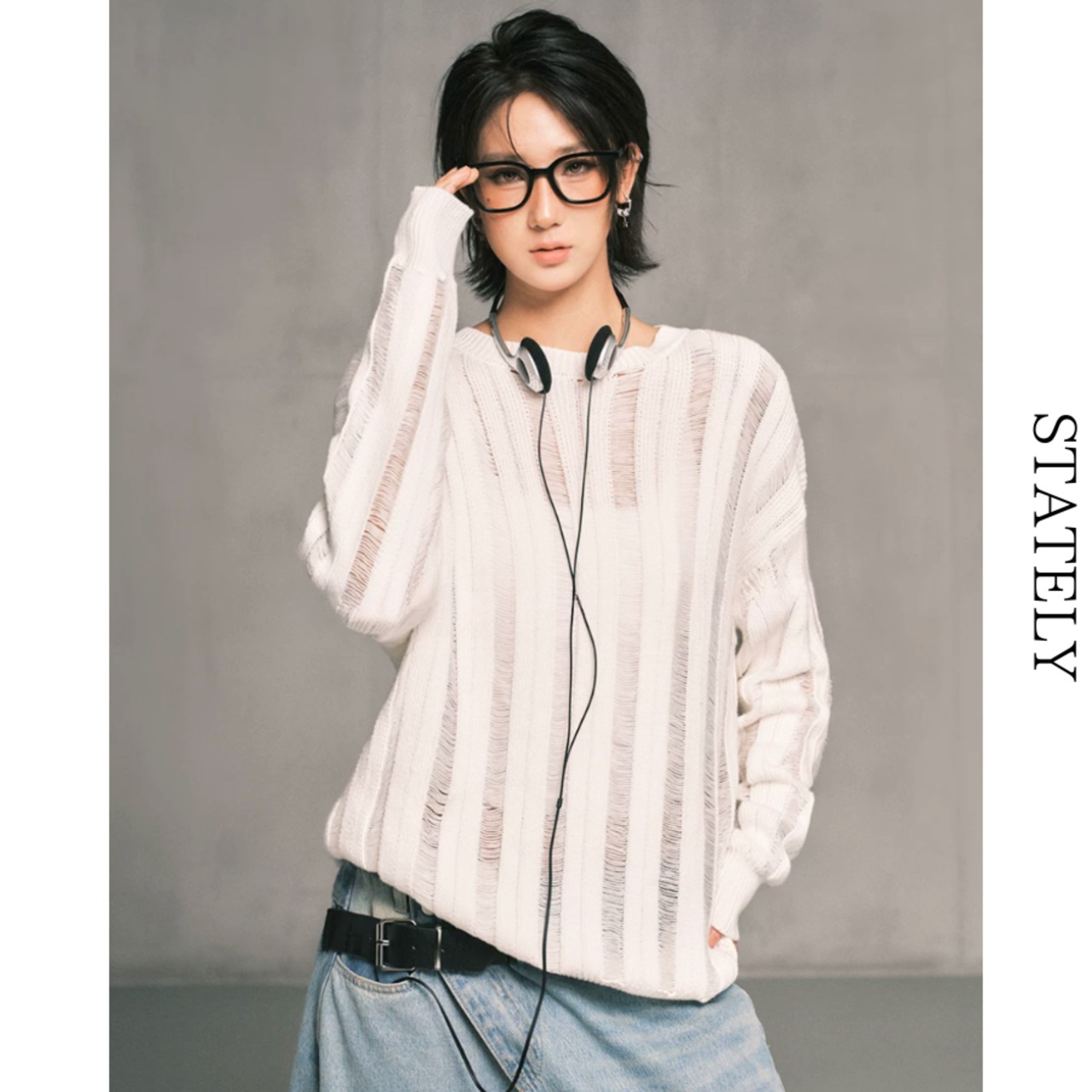 Distressed Line ダメージニット/3color_T36・画像4
