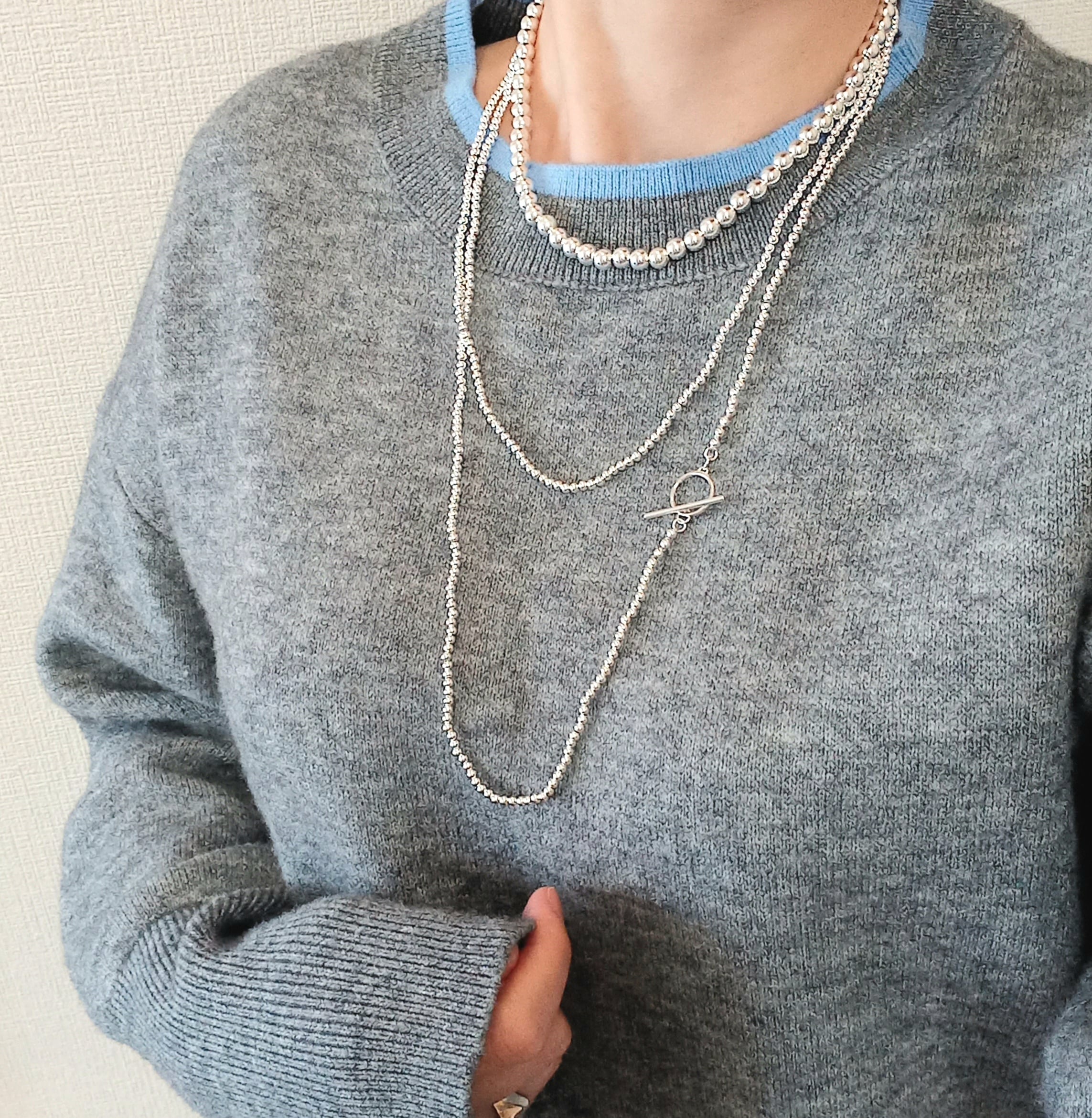 ナバホパールスタイル：6mmボールネックレス（SV925/40cm） 〜ストレス