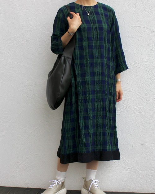 KEIHayamaPLUS/check jacquard one-piece