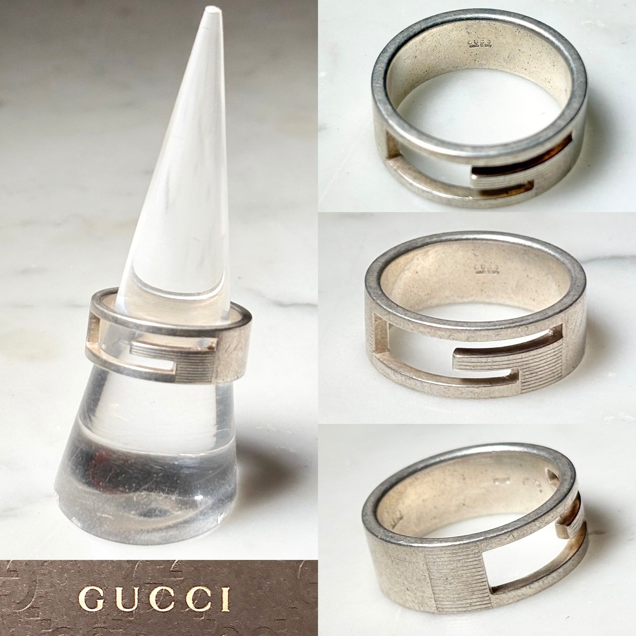 GUCCI silver “Cut Out G” ring