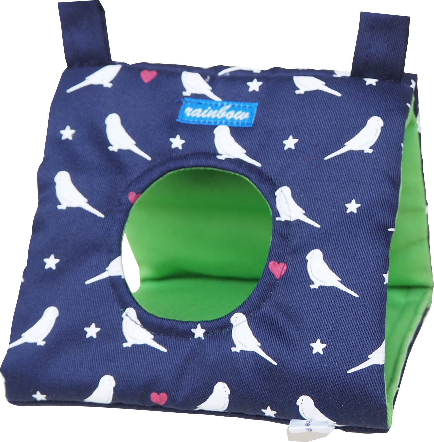 【小鳥用品】ミニミニさんかくトンネル(セキセイインコプリント)　ベージュ/ネイビー