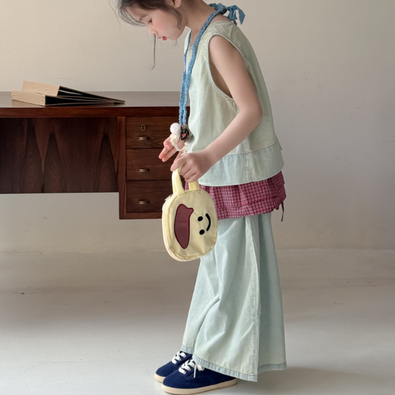 夏バックボタンデザインデニムセット