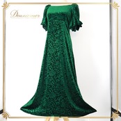 フラダンス 衣装 ワンピース ドレス グリーン系 アロハスタンダード 日本製 ALOHA STANDARDS ベロア バラ 花柄 ロケラニ柄 フリル袖 華やか かわいい おしゃれ シンプル 大人っぽい 光沢感 ハワイアン アロハ フラ ダンス レッスン 練習  アロハドレス フラドレス ベロア生地 高級感 大人スタイル フリルデザイン 練習着 薔薇柄 華やかデザイン フラダンス衣装 ハワイアンドレス