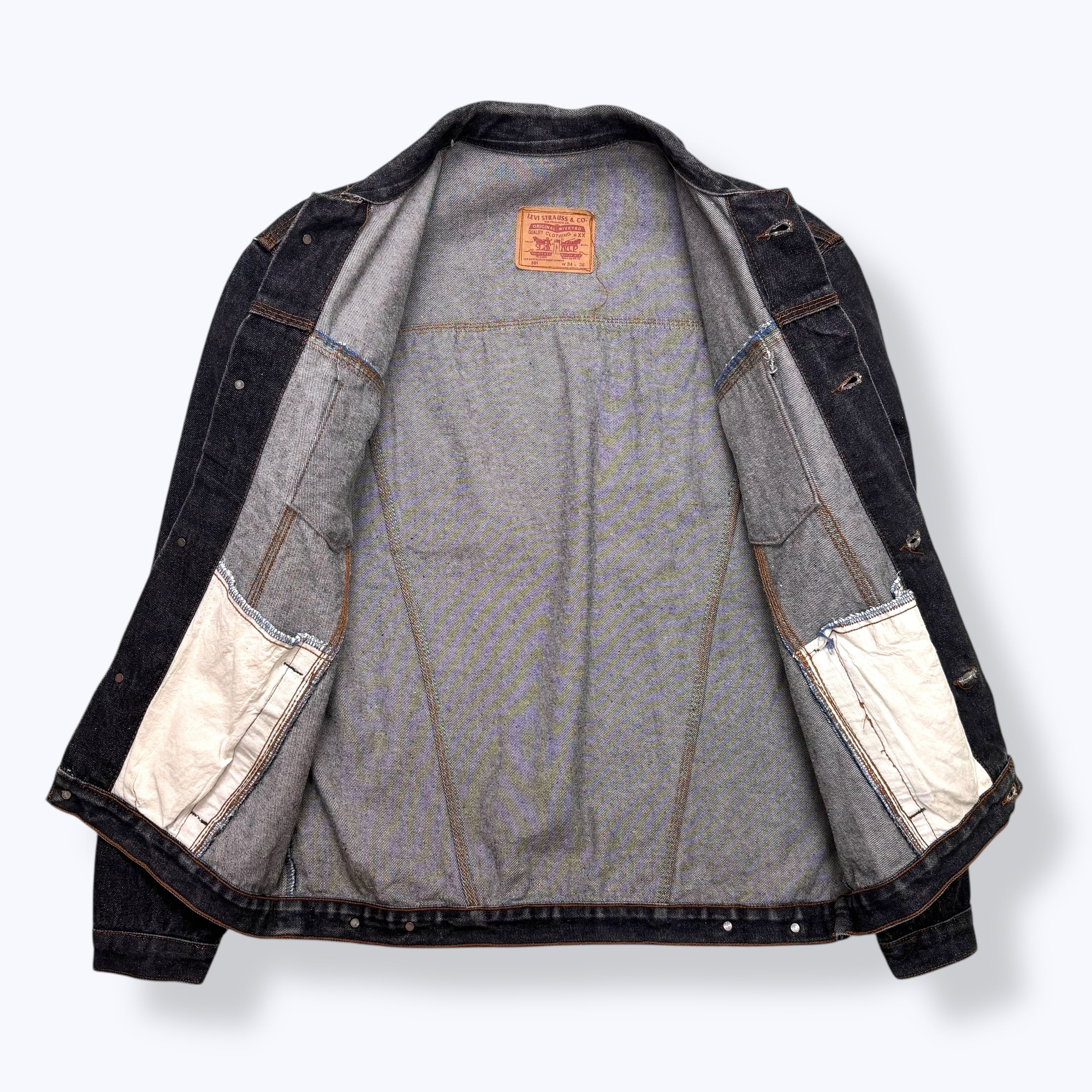 90s Levi's 70507 type Yarn Dyed Black Denim Jacket Made in USA 90