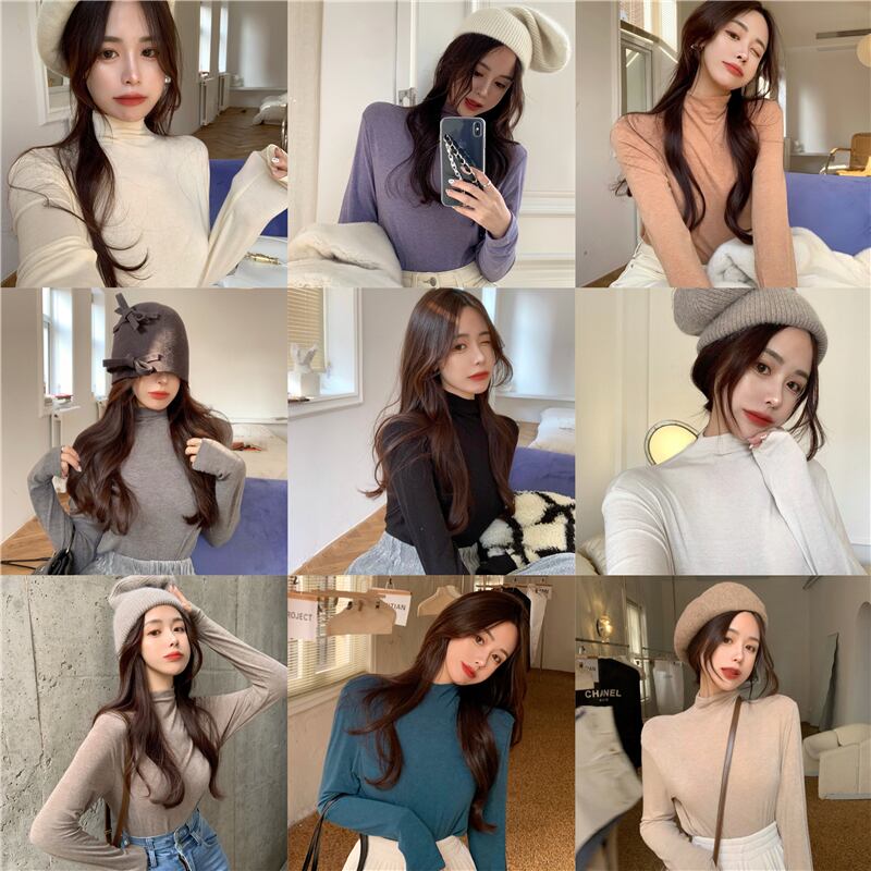 カラーシャツ Tシャツ レディースオータムウィンターブラックルーズスタイル ロング 秋物 冬物 ブラックストロベリース48884818400