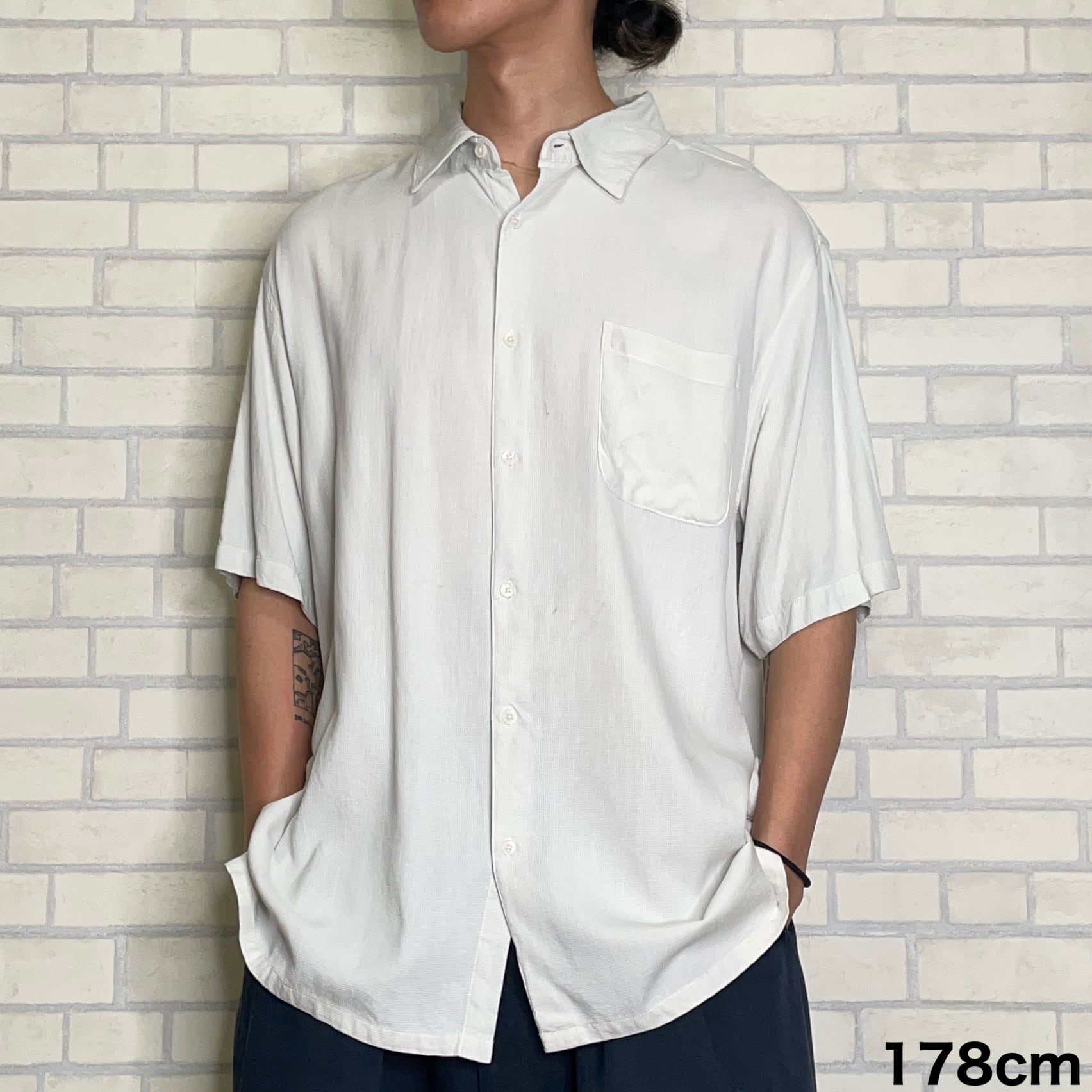 ISLAND REPUBLIC 半袖シルクシャツ 2XL ホワイト 100%シルク | 古着屋  