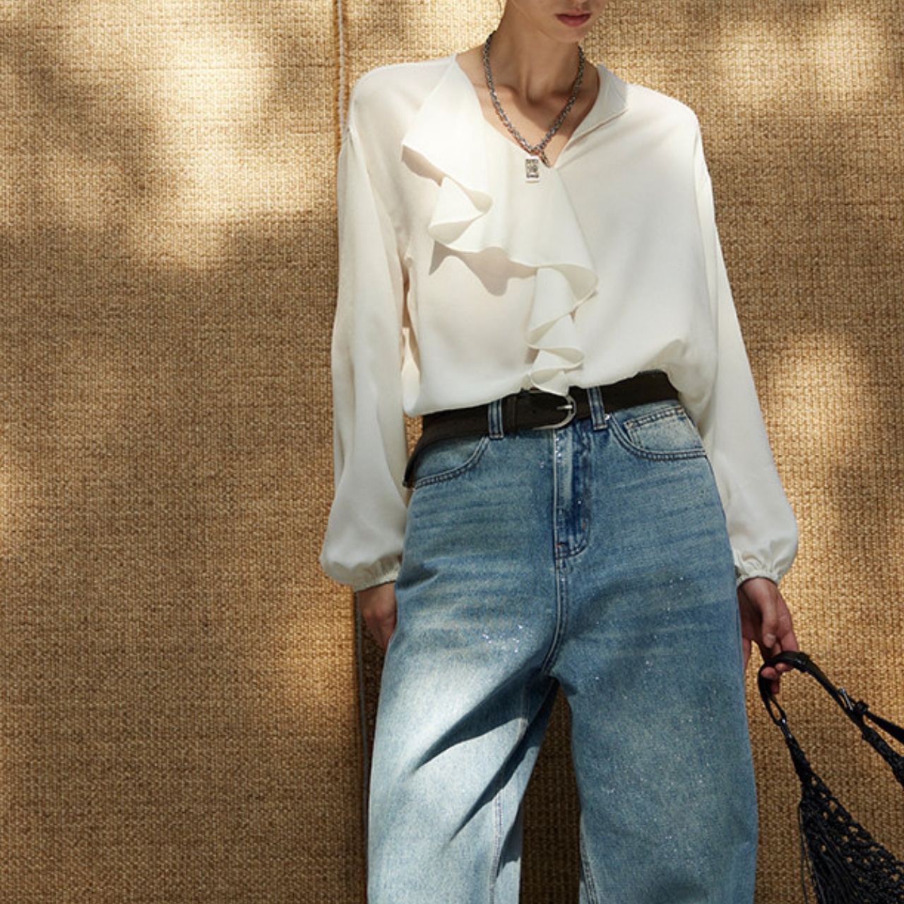 Frilled Cropped Blouse T0723