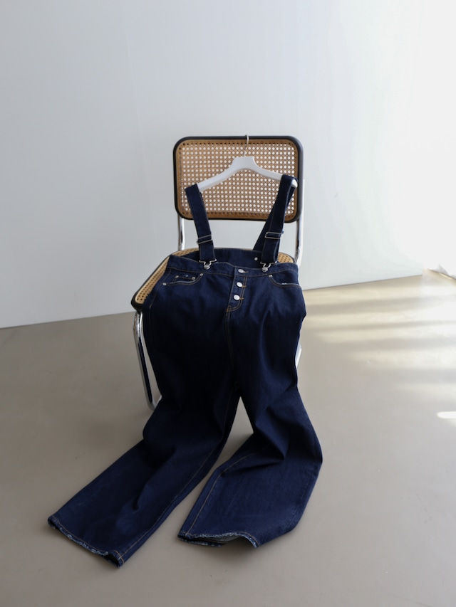 loose button-fly denim salopette（indigo）