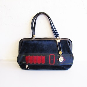 70s Italy 「Roberta di Camerino」 Vintage velvet belt design handbag