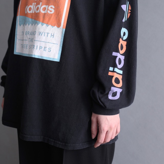 "old adidas" front and sleeve printed l/s tee