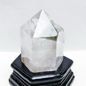 グリーンファントム 六角柱 虹入り 台座付属 一点物 152-3868