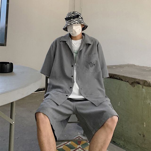 予約販売】メンズ セットアップ 上下 半袖 ハーフパンツ バック