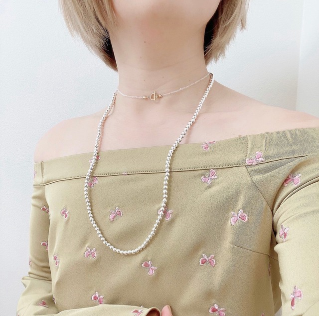 Silver long necklace