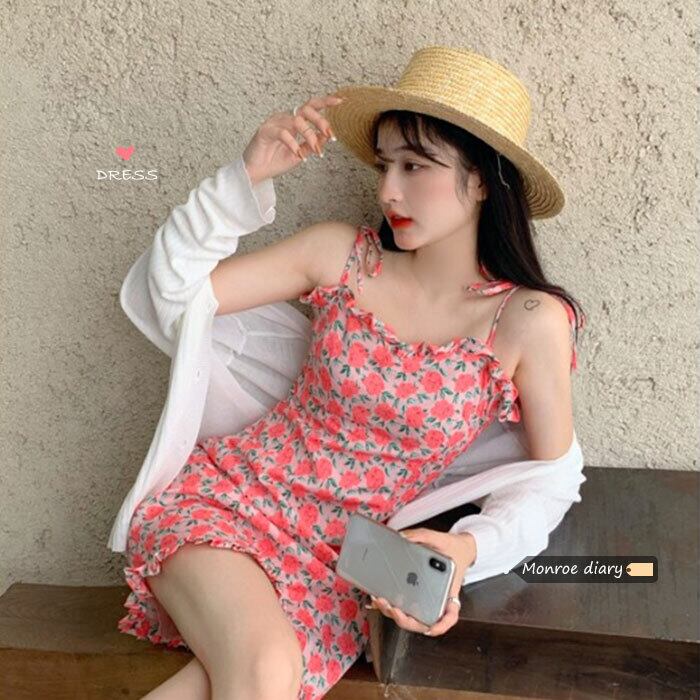 フローラルスカート ショートサマードレス 夏物 花柄 モンロー41687690925