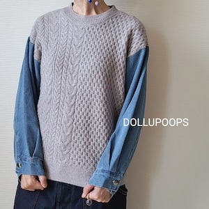 【DOLLUPOOPS】スリーブデニムケーブルNT(600926)