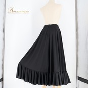 フラメンコ 衣装 ファルダ スカート ペチコート 黒 レッスン 練習着 無地 柔らかい ボランテ フリル ブラック系 フェミニン スカートファルダ おしゃれ 軽やか 踊りやすい シンプル 黒色 柔らか素材 フリル付き ペチコートレッスン