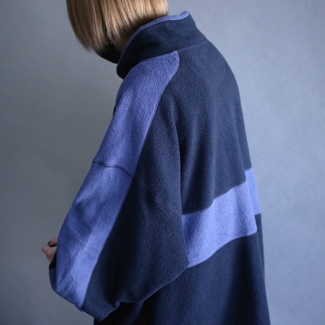 "BIG DOGS"  bi-color switching design XXX over size half-zip fleece pullover