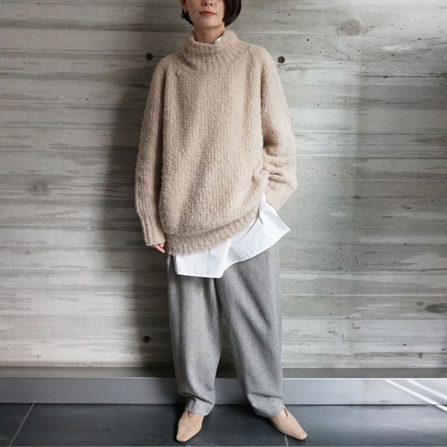 ハイネック片畦ニット