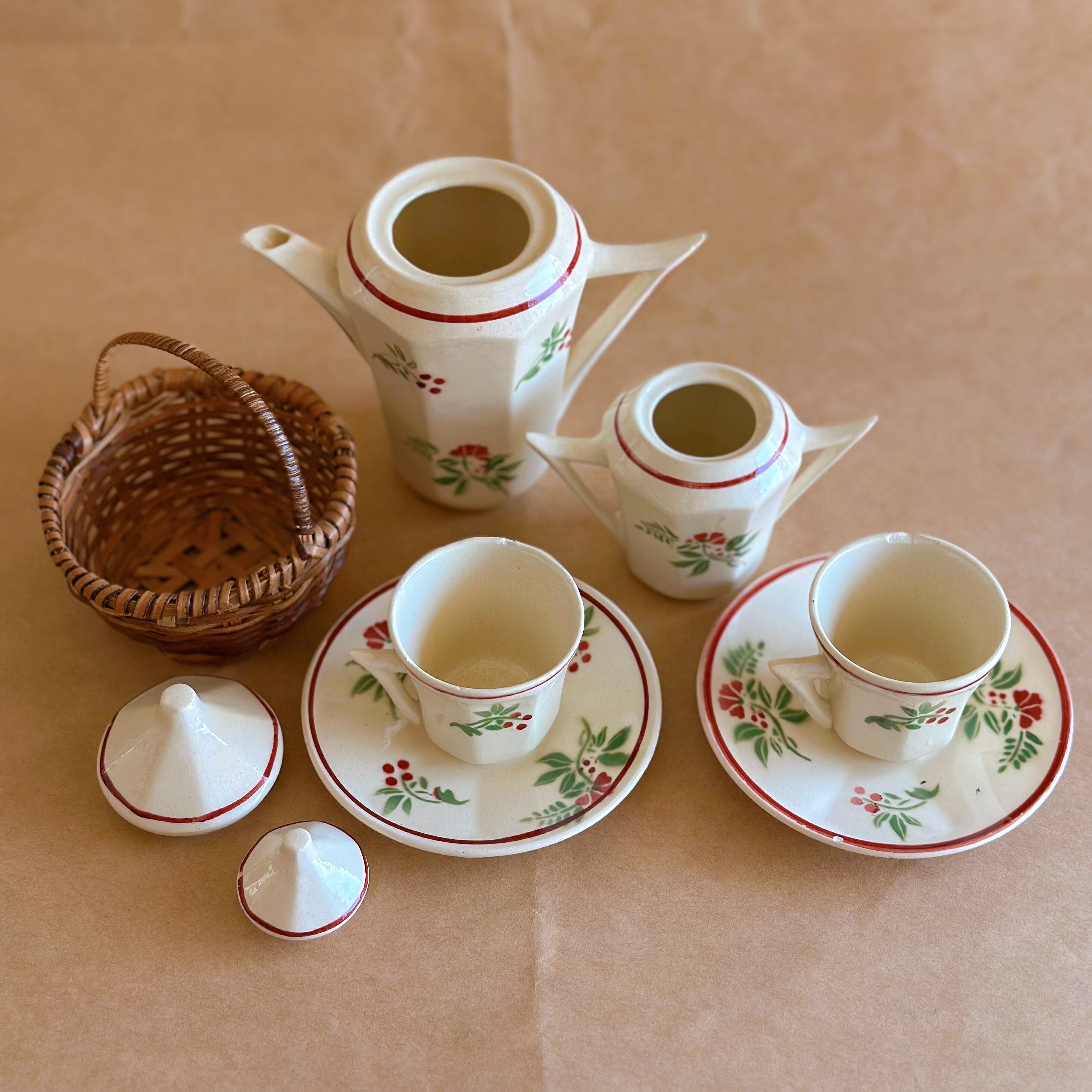 ディネット 陶器 おままごとセット コンポティエ ソーシエール フランス ディネット おままごと ポショワール パニエ 7点セット （フランス