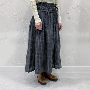 Vlas Blomme Vintage Check Gather Skirt
