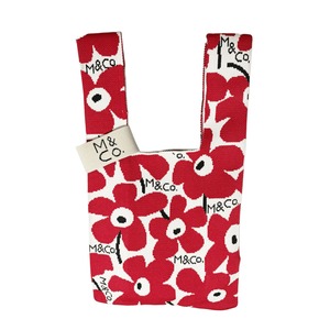 ニットバッグ フラワー レッド（Knit Bag Flower Red）