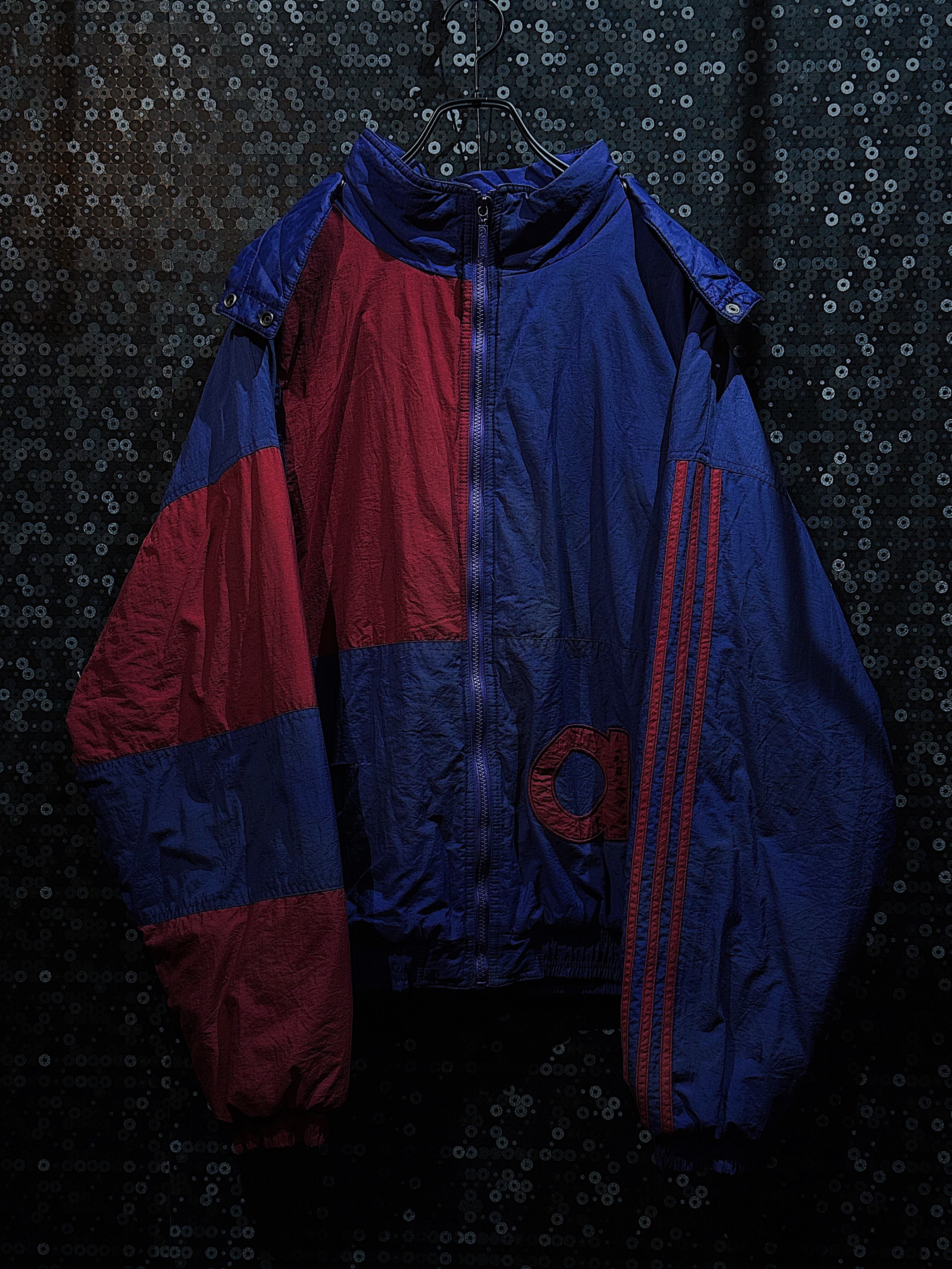 "90's vintage" adidas original Blue and led color patternnylon jacket